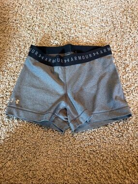 Under Armour Women's Charcoal Gray Athletic Shorts with Black Waistband